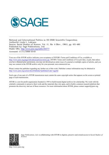 ﻿سیاست های ملی و بین المللی در همکاری علمی ایالات متحده و اتحاد جماهیر شوروی سوسیالیستی