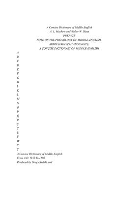 ﻿فرهنگ لغت مختصر انگلیسی میانه (از 1150 تا 1580 میلادی)