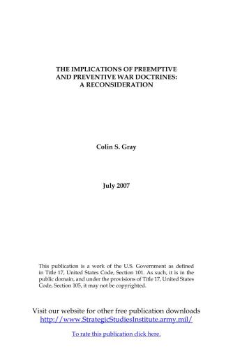 ﻿پیامدهای آموزه های جنگ پیشگیرانه و پیشگیرانه: یک بررسی مجدد