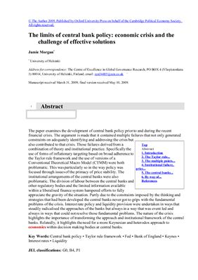 ﻿محدودیت های سیاست بانک مرکزی: بحران اقتصادی و چالش راه حل های موثر