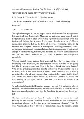 ﻿آینده نظریه انگیزه کار