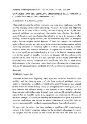 ﻿مالکیت و تغییر رابطه شغلی: نظری در مورد روسو و شپرلینگ