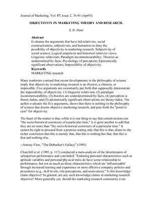 ﻿عینیت در تئوری و تحقیقات بازاریابی