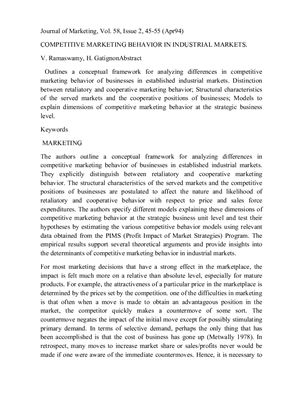 ﻿رفتار بازاریابی رقابتی در بازارهای صنعتی