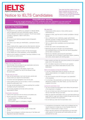 ﻿اطلاعیه برای داوطلبان آیلتس آیلتس انگلیسی برای فرصت بین المللی