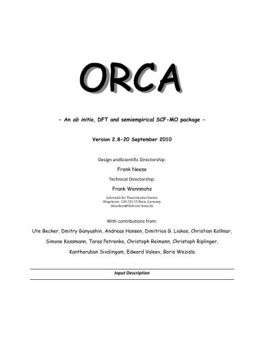 ﻿کتابچه راهنمای ORCA برای بسته اولیه، DFT و نیمه تجربی SCF-MO