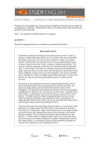 ﻿شبکه استرالیا مطالعه آمادگی زبان انگلیسی آیلتس. (قسمت 18. برچسب زدن و توصیف یک شی)