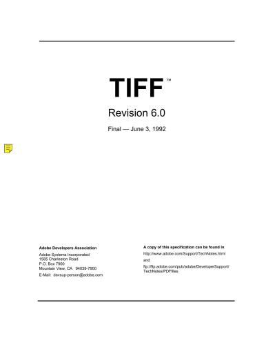 ﻿مشخصات فرمت تصویر TIFF