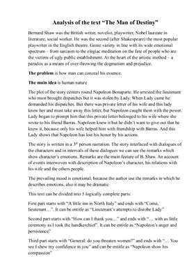 ﻿تحلیل متن مرد سرنوشت، برنارد شو