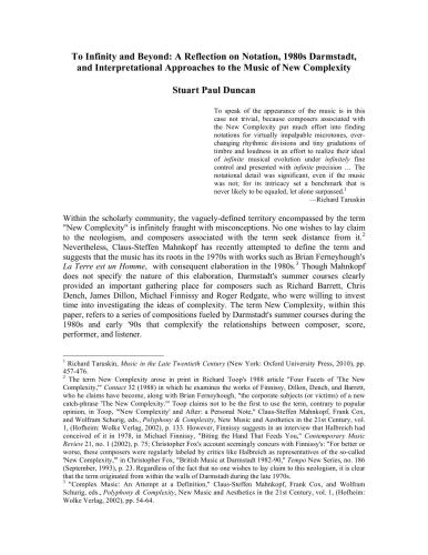 ﻿به بی نهایت و فراتر از آن. تأملی بر نشانه گذاری Darststadt 1980 و رویکردهای تفسیری به موسیقی پیچیدگی جدید