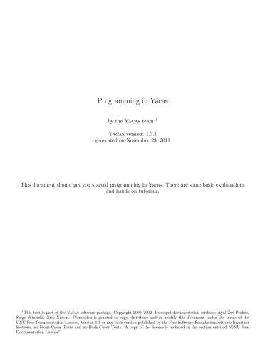 ﻿برنامه نویسی در Yacas