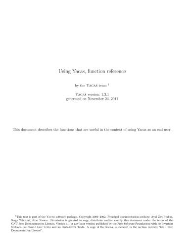 ﻿با استفاده از Yacas، مرجع تابع. قسمت 1