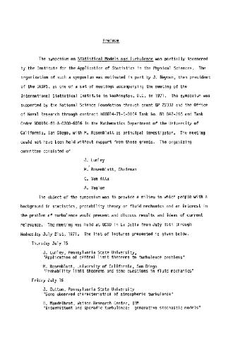 مدل های آماری و تلاطم. مجموعه مقالات سمپوزیوم در دانشگاه کالیفرنیا ، سن دیگو برگزار شد