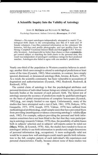 ﻿تحقیق علمی در مورد اعتبار طالع بینی