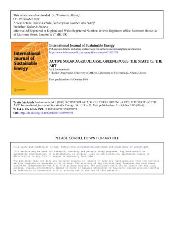 ﻿گلخانه های کشاورزی فعال خورشیدی. وضعیت هنر