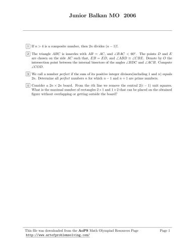 ﻿مشکلات JBMO 2006