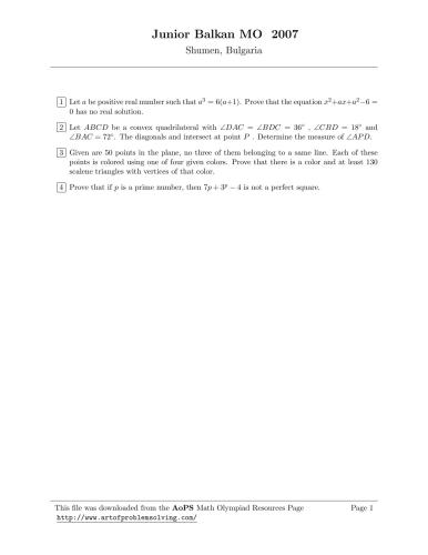 ﻿مشکلات JBMO 2007