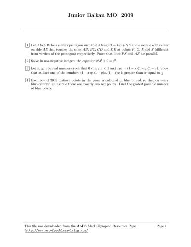 ﻿مشکلات JBMO 2009