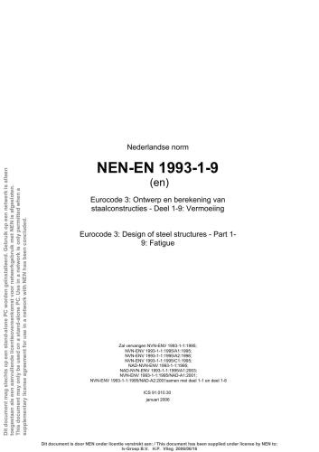 ﻿NEN-EN 1993-1-9 طراحی سازه های فلزی - قسمت 1-9: خستگی