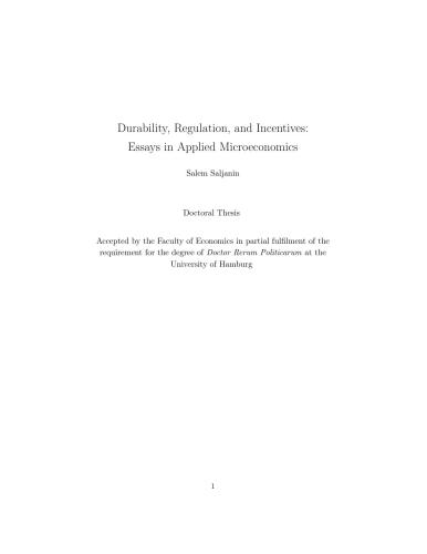 ﻿دوام، مقررات و مشوق ها: مقالاتی در اقتصاد خرد کاربردی