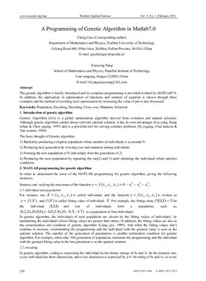 ﻿برنامه نویسی الگوریتم ژنتیک در Matlab7.0