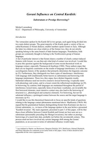 ﻿تأثیر گورانی بر کردی مرکزی: وام گیری زیر لایه یا پرستیژ؟