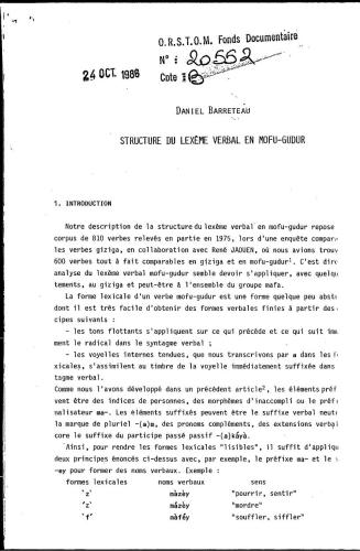 ﻿Structure du lexème verbal en mofu-gudur