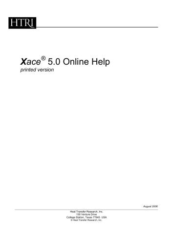 ﻿HTRI - راهنمای آنلاین Xace 5.0 (نسخه چاپی)