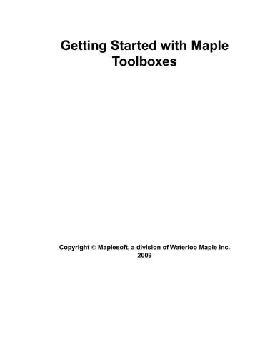 ﻿Maplesoft. شروع کار با جعبه ابزار Maple