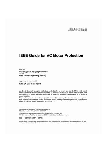 ﻿راهنمای IEEE Std C37.96-2000 برای محافظت از موتور AC