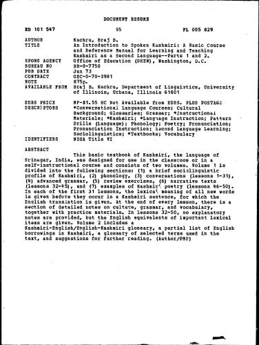 ﻿براج مقدمه ای بر زبان کشمیری گفتاری. قسمت 1، 2