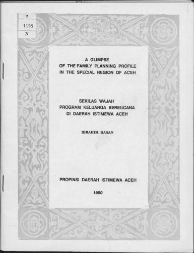 ﻿نگاهی اجمالی به نمایه تنظیم خانواده در منطقه ویژه آچه