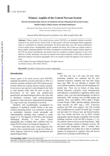 ﻿آنژیت اولیه سیستم عصبی مرکزی