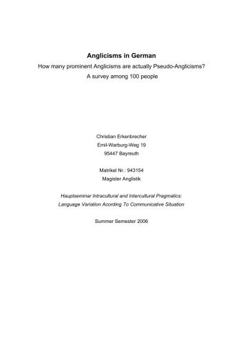 ﻿انگلیسیسم در آلمانی چند انگلیسیسم برجسته در واقع شبه انگلیسیسم هستند؟ نظرسنجی از 100 نفر