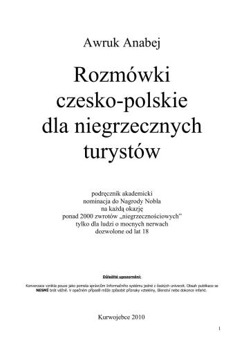 ﻿Rozmówki czesko-polskie dla niegrzecznych turystów