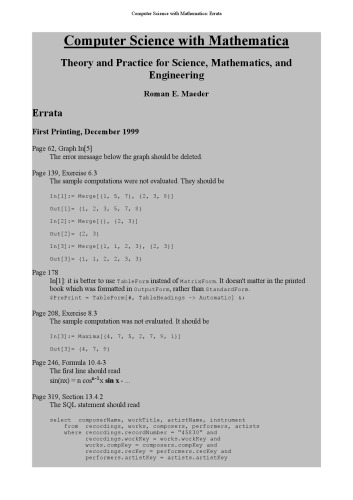 علوم کامپیوتر با Mathematica - Errata