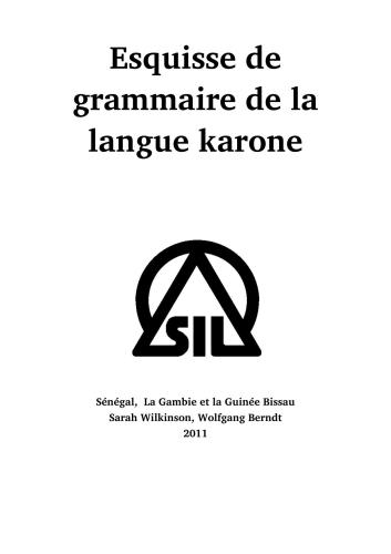 ﻿Esquisse de grammaire de la langue karone