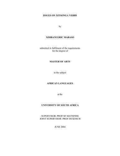 ﻿مسائل مربوط به افعال Xitsonga