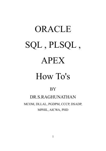 ﻿Oracle SQL، PLSQL، APEX How To's