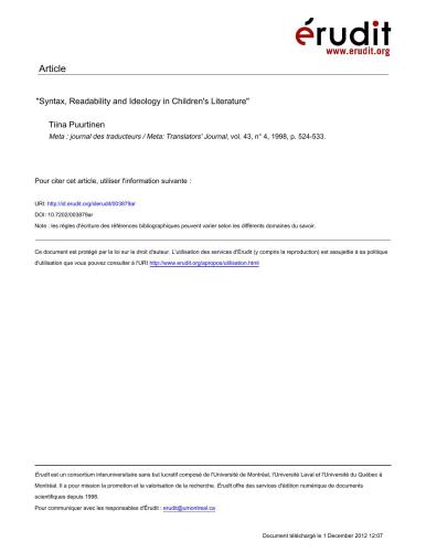 ﻿نحو، خوانایی و ایدئولوژی در ادبیات کودکان