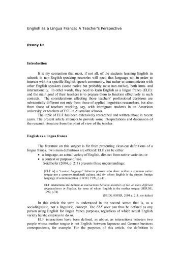 ﻿انگلیسی به عنوان یک Lingua Franca: دیدگاه معلم