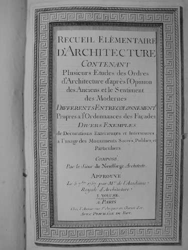 ﻿recueil Elementary D’Architecture (тоr 1)