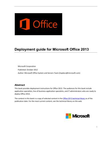 ﻿راهنمای استقرار Microsoft Corp. برای Microsoft Office 2013