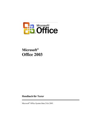﻿Microsoft Corp. Microsoft Office 2003: دفترچه راهنما برای آزمایش کنندگان