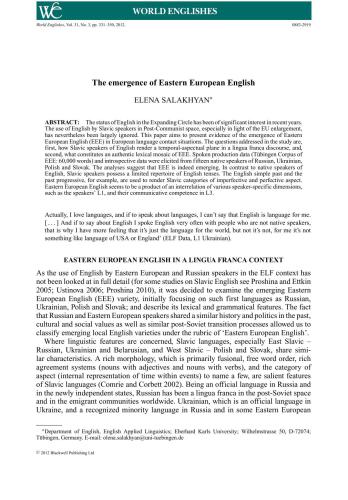 ﻿پیدایش انگلیسی اروپای شرقی