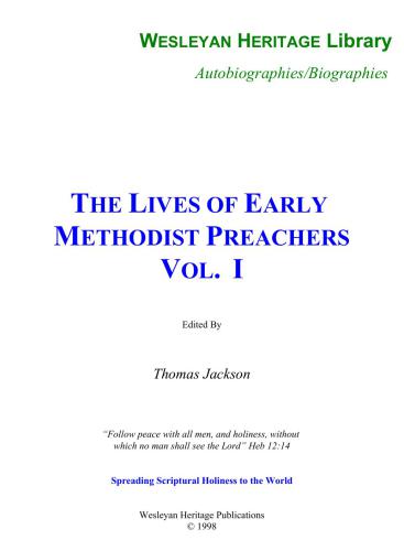 زندگی واعظان متدیست اولیه. جلد من