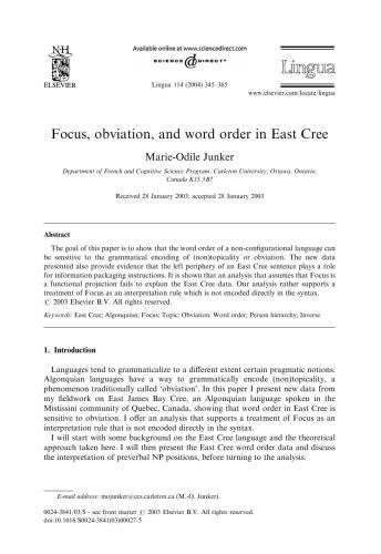 ﻿تمرکز، حذف و ترتیب کلمات در East Cree