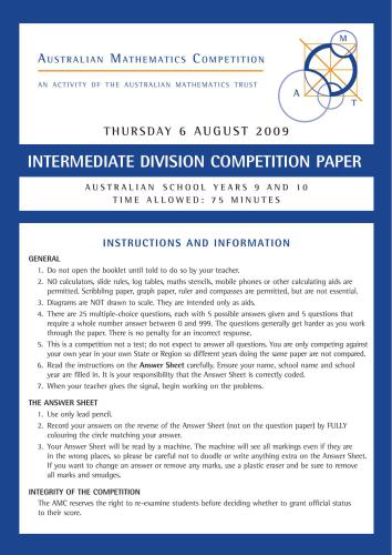 ﻿مقالات مسابقه AMC 2009 با پاسخ