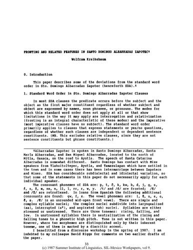 ﻿جلوبندی و ویژگی های مرتبط در Santo Domingo Albarradas Zapotec