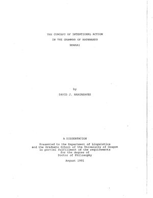 ﻿مفهوم عمل عمدی در دستور زبان کاتماندو نیواری